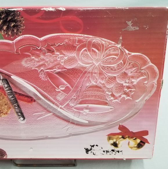 NWT Mikasa Crystal Relish Dish Holiday Bells - Picture 7 of 8